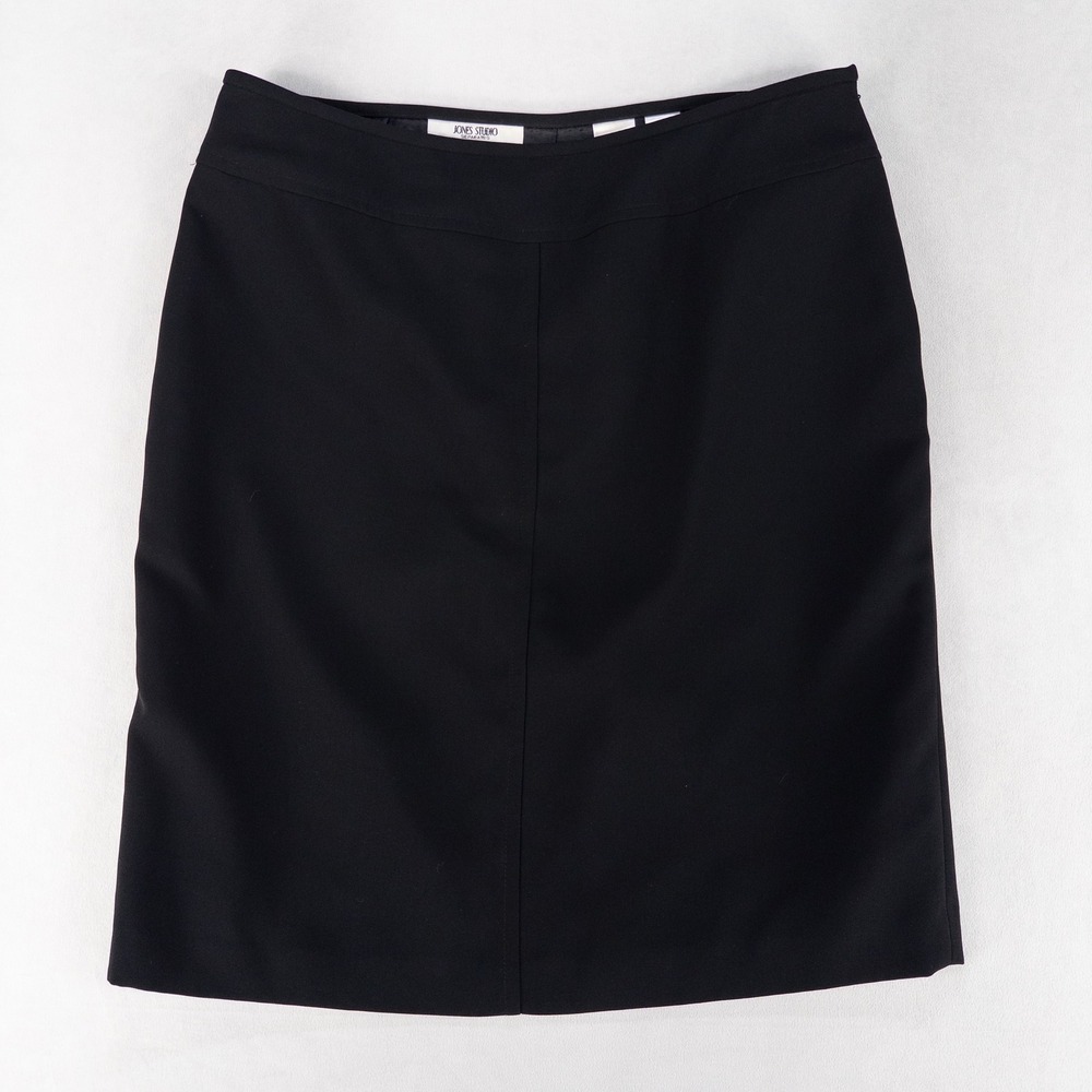 Jones Studio Womens Skirt 14 Black Pencil Career Professional Office Knee Length